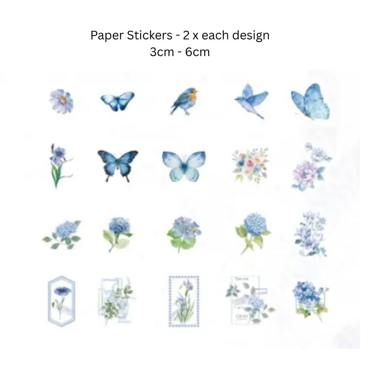 Blue Scrapbooking Junk Journal Paper & Sticker Pack - 100 Pieces
