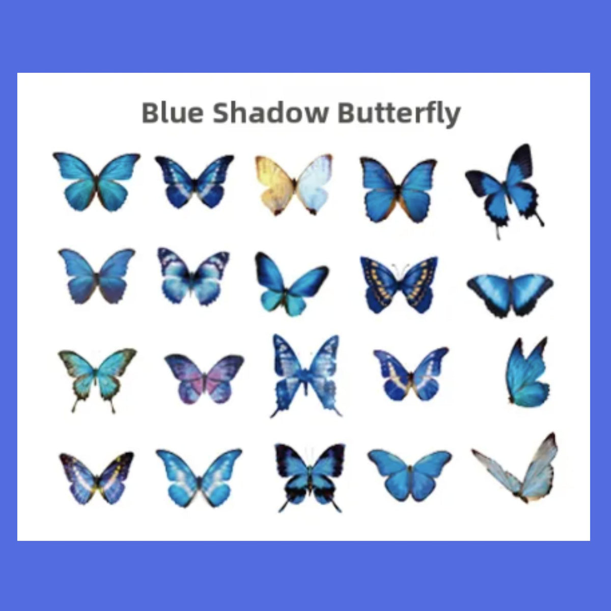 Blue Butterfly PET Stickers - 40 Pieces