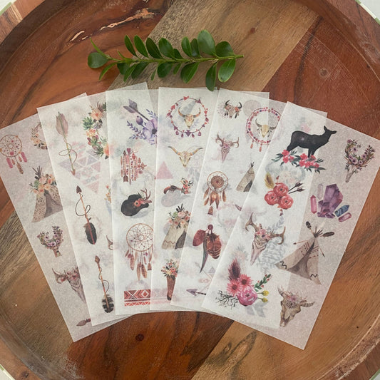 Boho Indian Washi Stickers - 6 Sheets