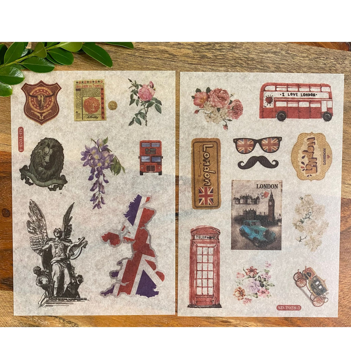 British Style Washi Stickers - 6 Sheets