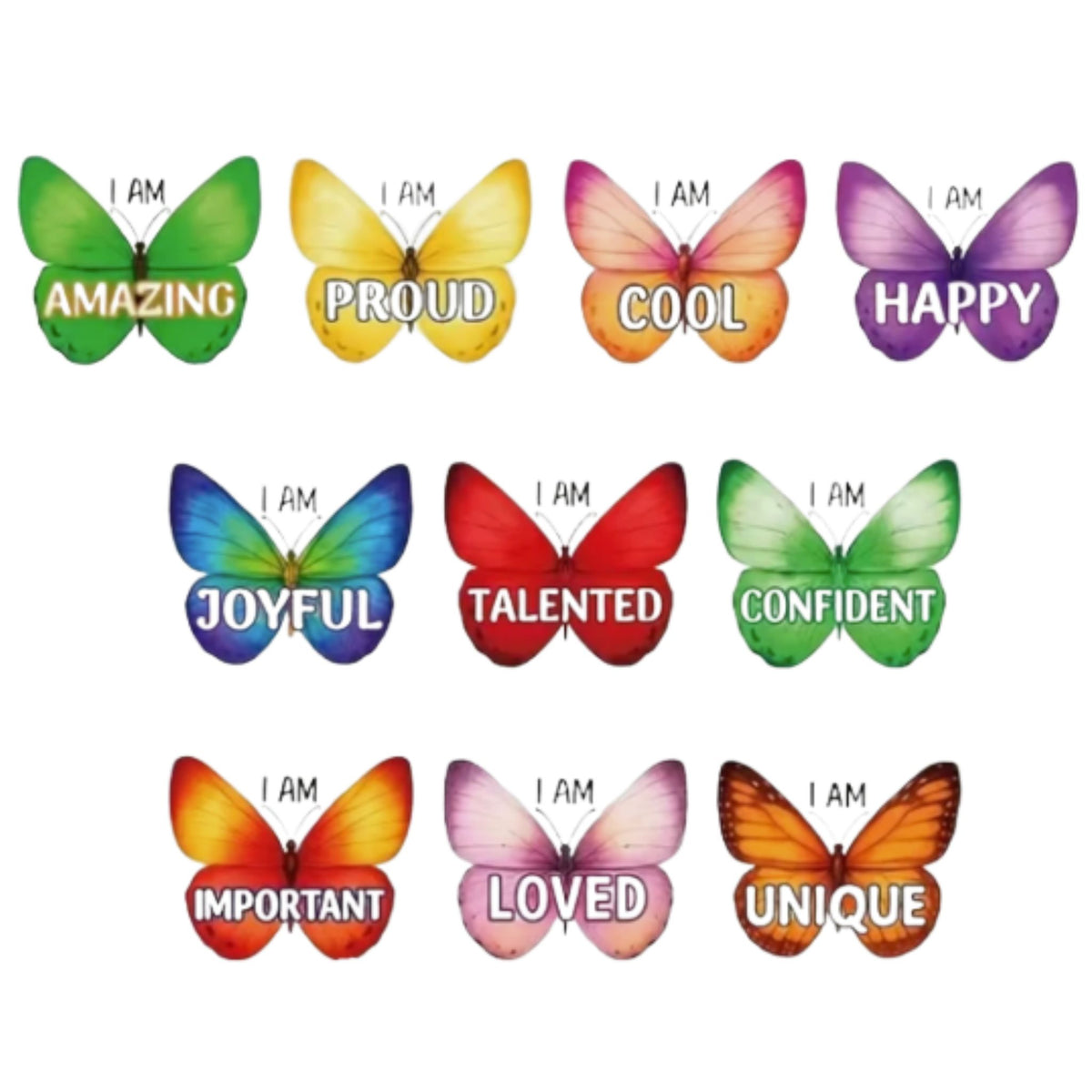 Butterfly Positive Affirmation Stickers - 100 Pieces