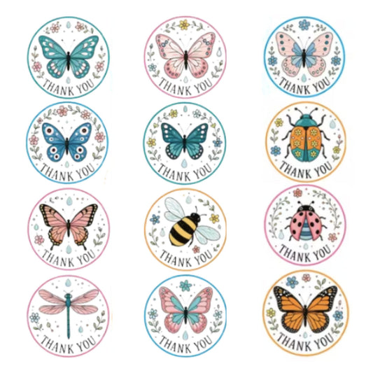 Butterfly Thank You Stickers - 100 Pieces
