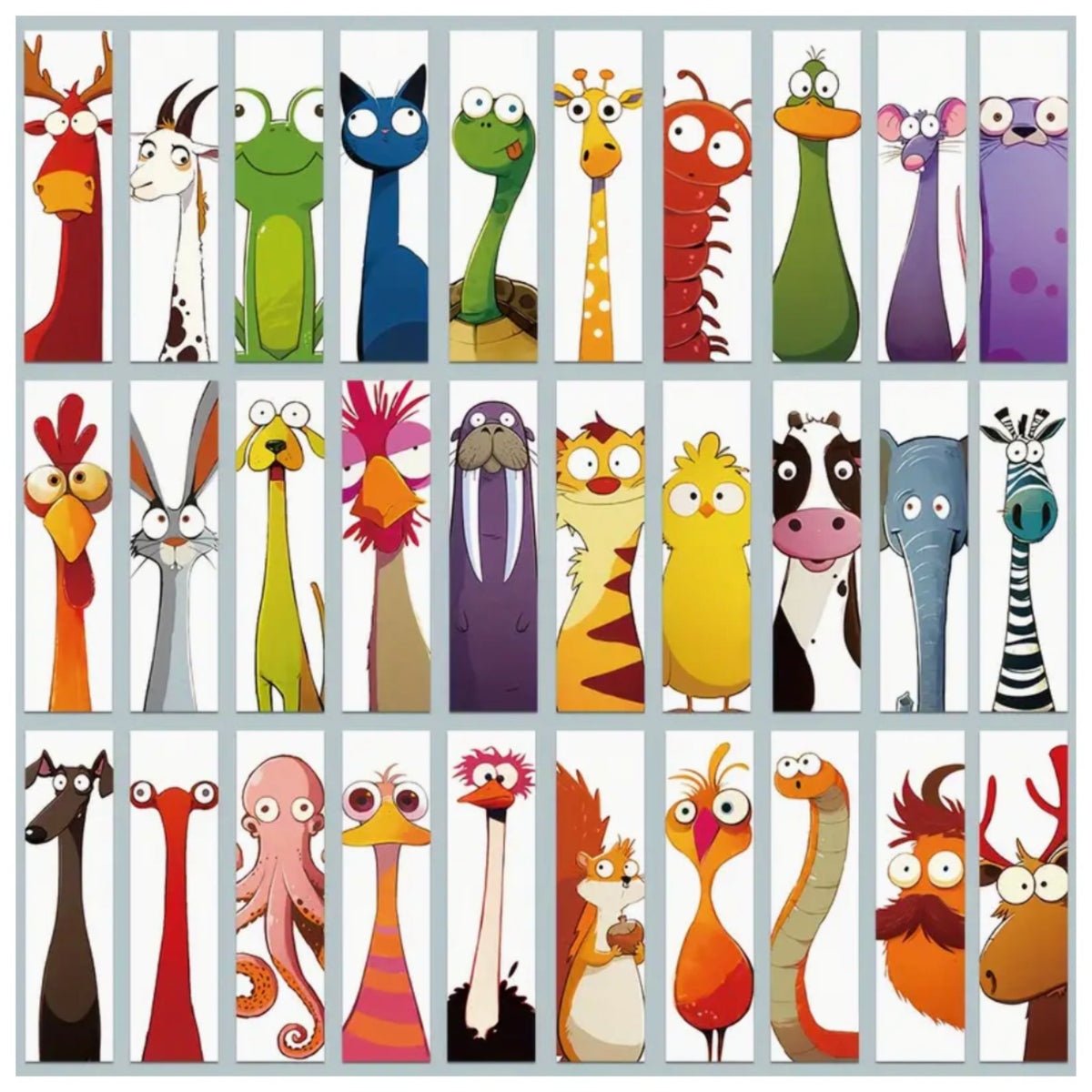 Cartoon Animal Design Bookmarks - Set of 5