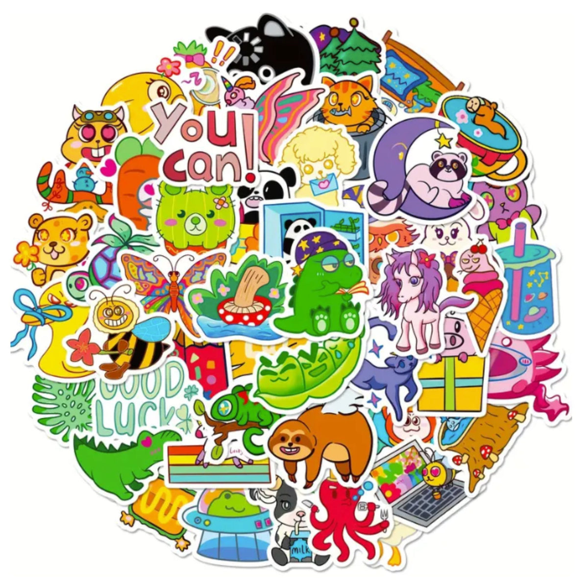 Cartoon Animal Stickers - 50 Pieces