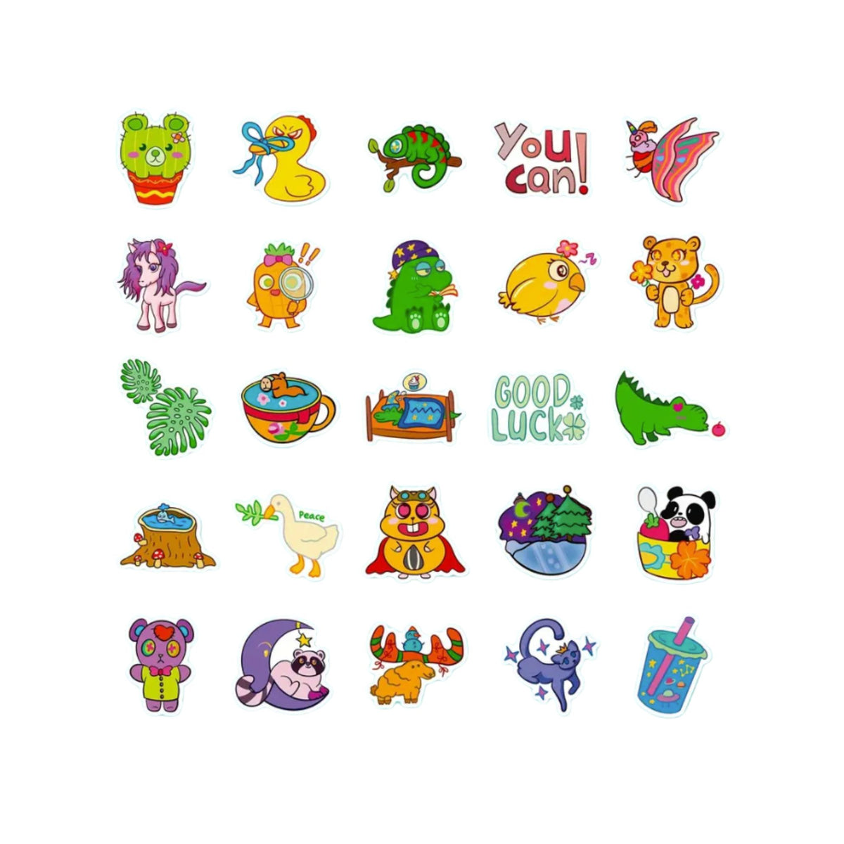 Cartoon Animal Stickers - 50 Pieces