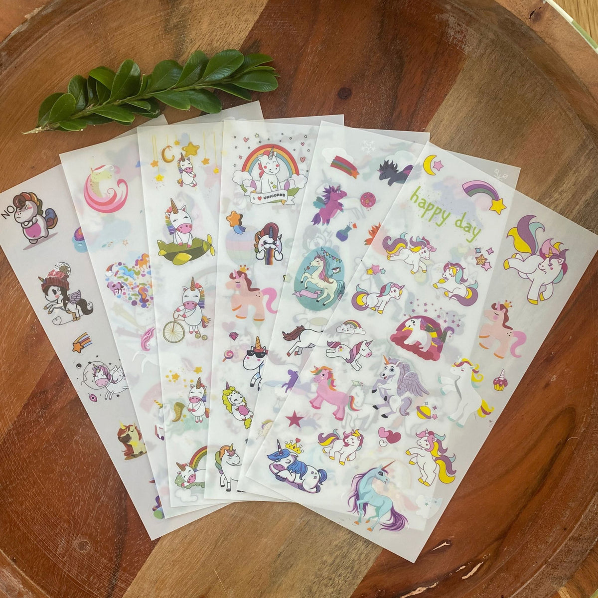 Cartoon Unicorn Horse PET Stickers - 6 Sheets