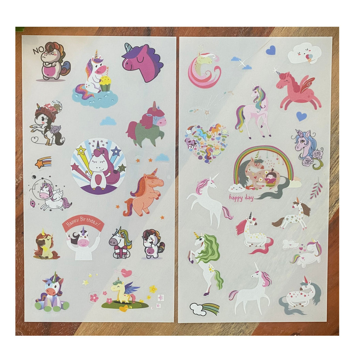 Cartoon Unicorn Horse PET Stickers - 6 Sheets