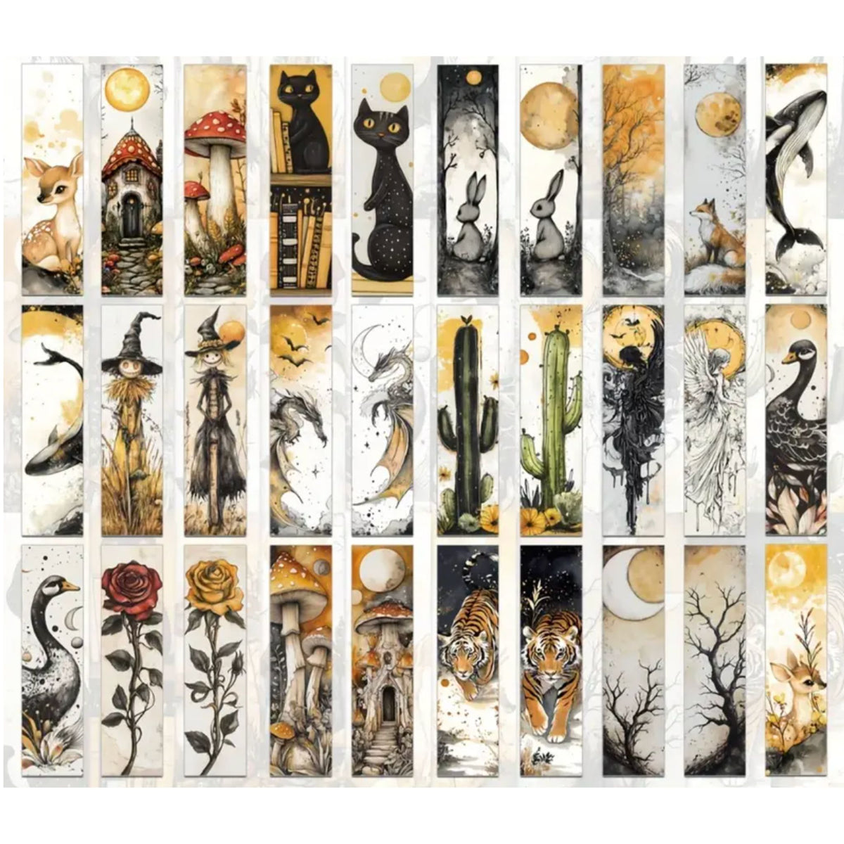 Retro Vintage Print Bookmarks - Set of 5