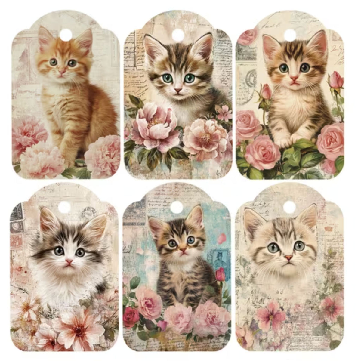 Vintage Cat Gift Card Tags - Set of 12
