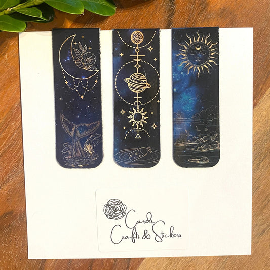 Celestial Mystic Moon Sky Magnetic Bookmarks #2 - Set of 3