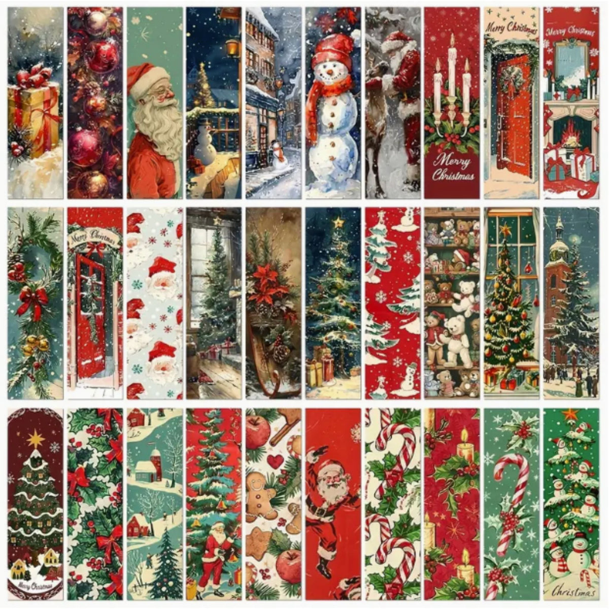 Christmas Print Bookmarks - Set of 5