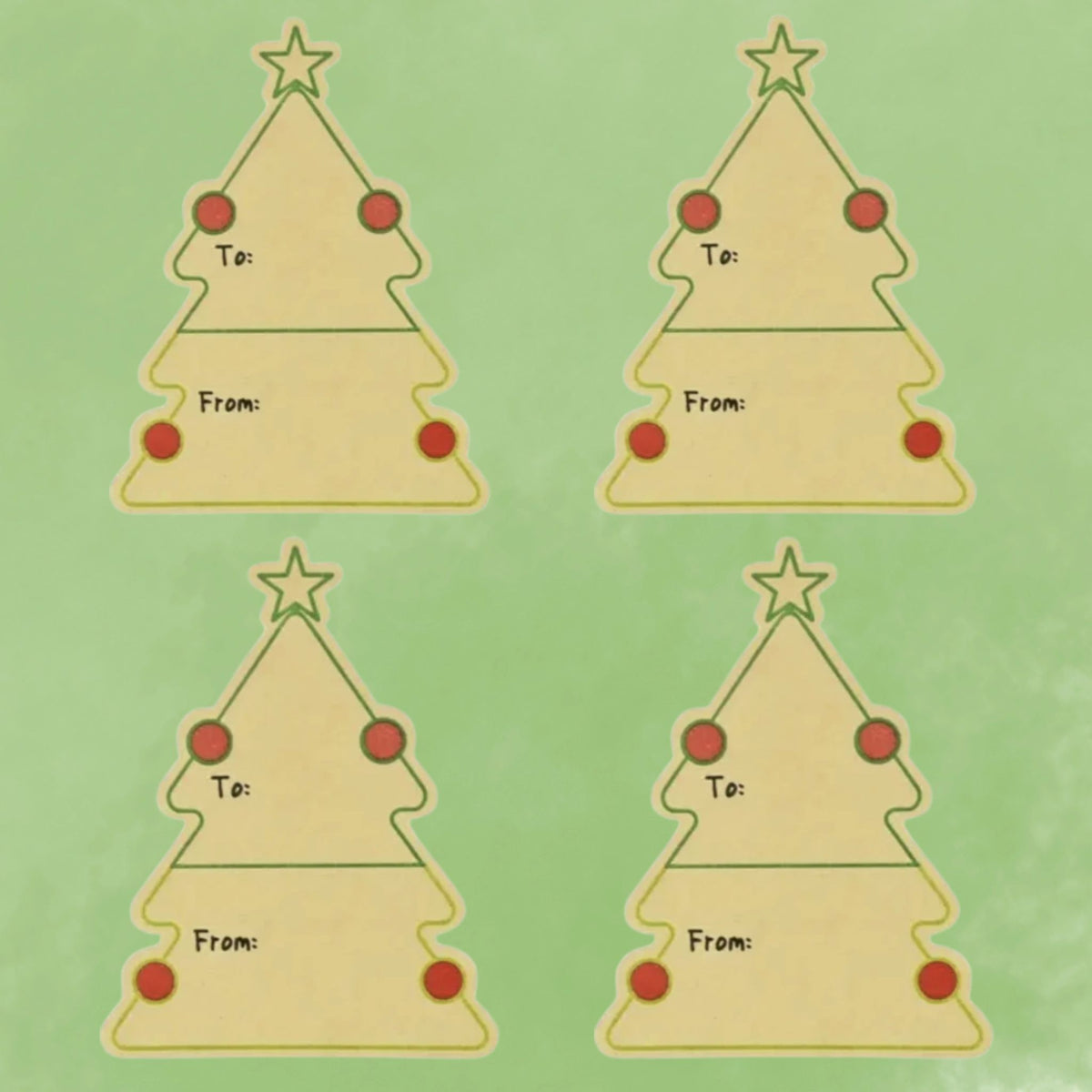 Kraft Christmas Tree Gift Stickers Present Labels - 30 Pieces