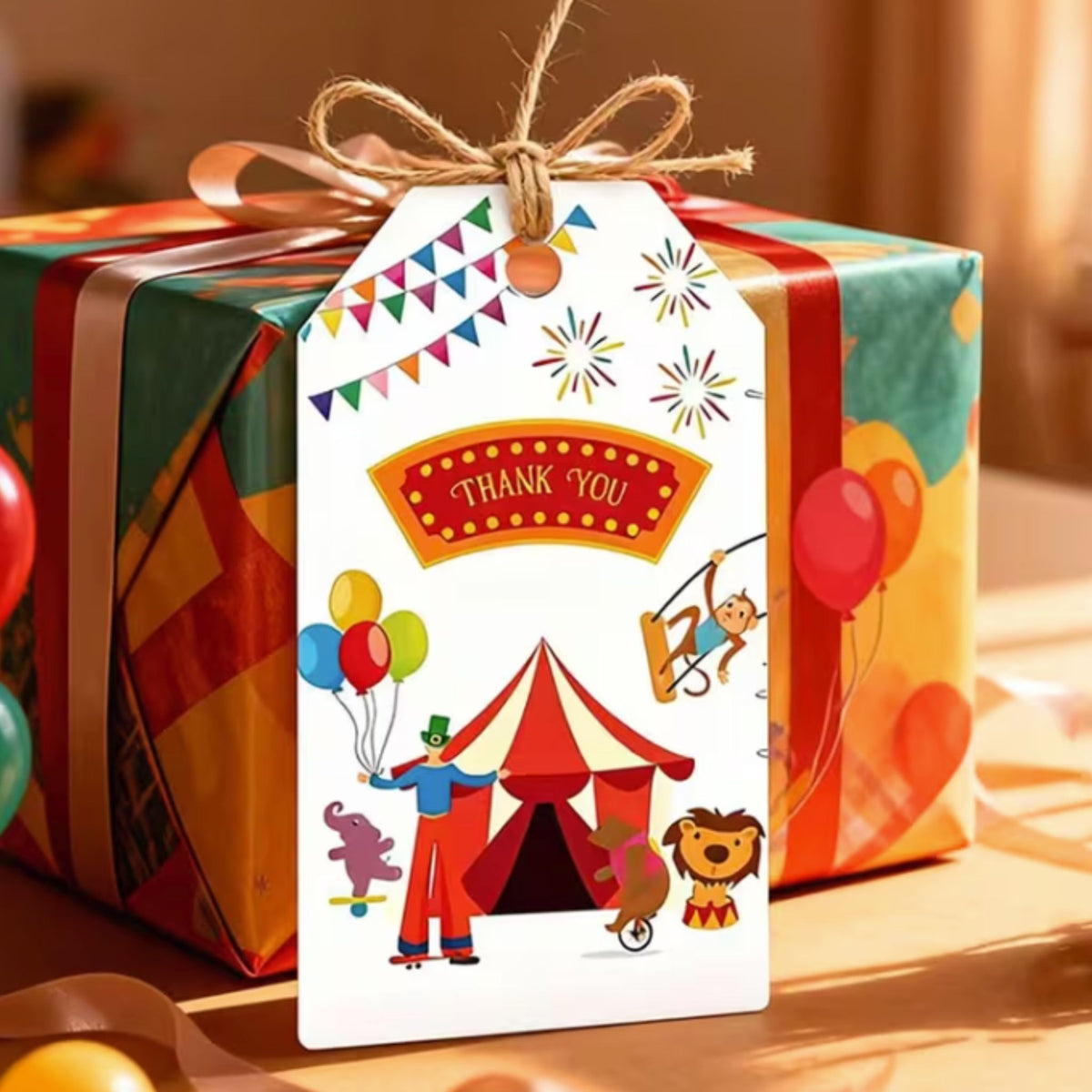 Circus Theme Thank You Gift Card Tags - Set of 12