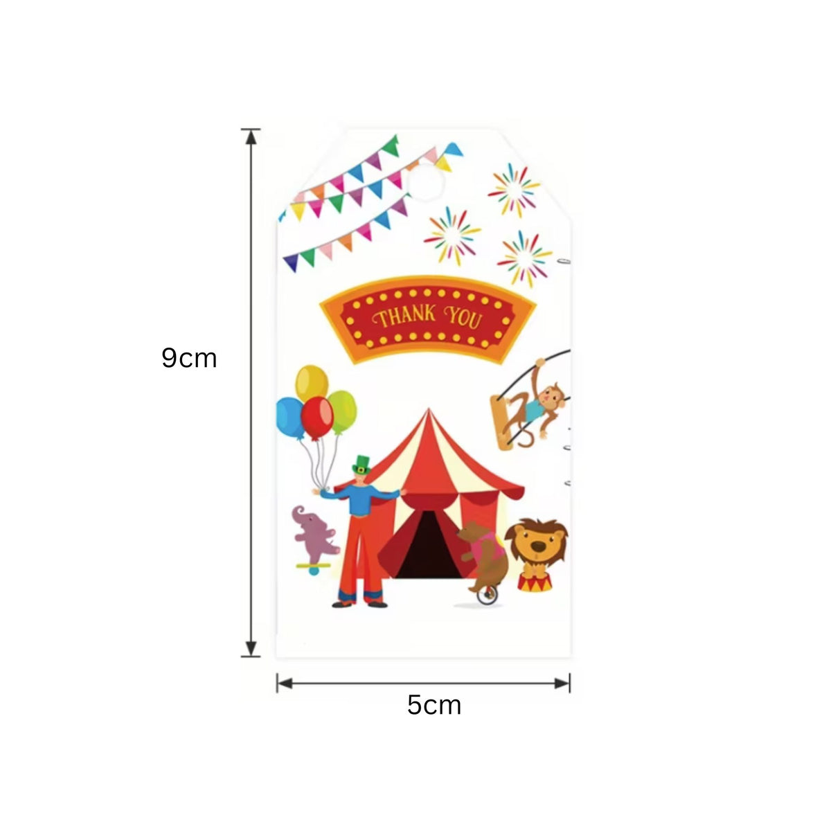 Circus Theme Thank You Gift Card Tags - Set of 12