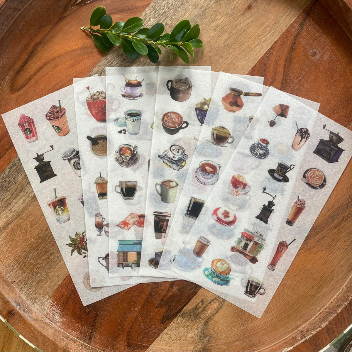 Coffee Theme Washi Stickers - 6 Sheets