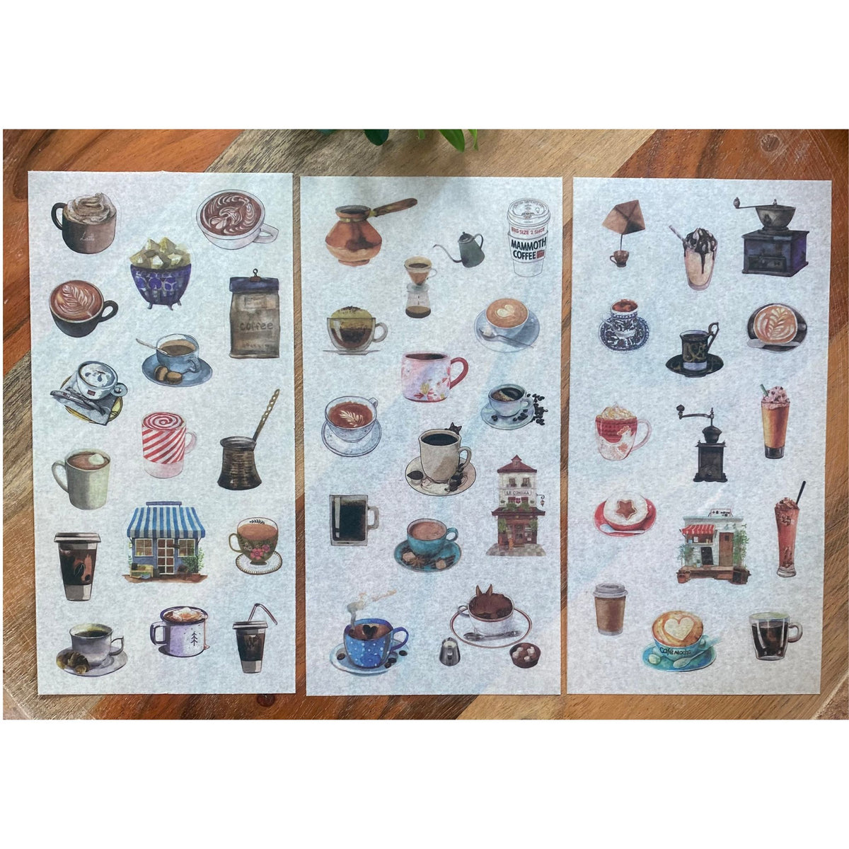 Coffee Theme Washi Stickers - 6 Sheets
