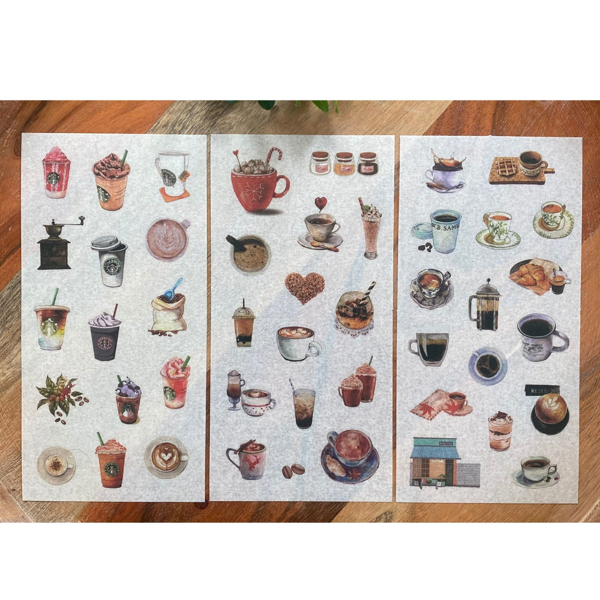 Coffee Theme Washi Stickers - 6 Sheets