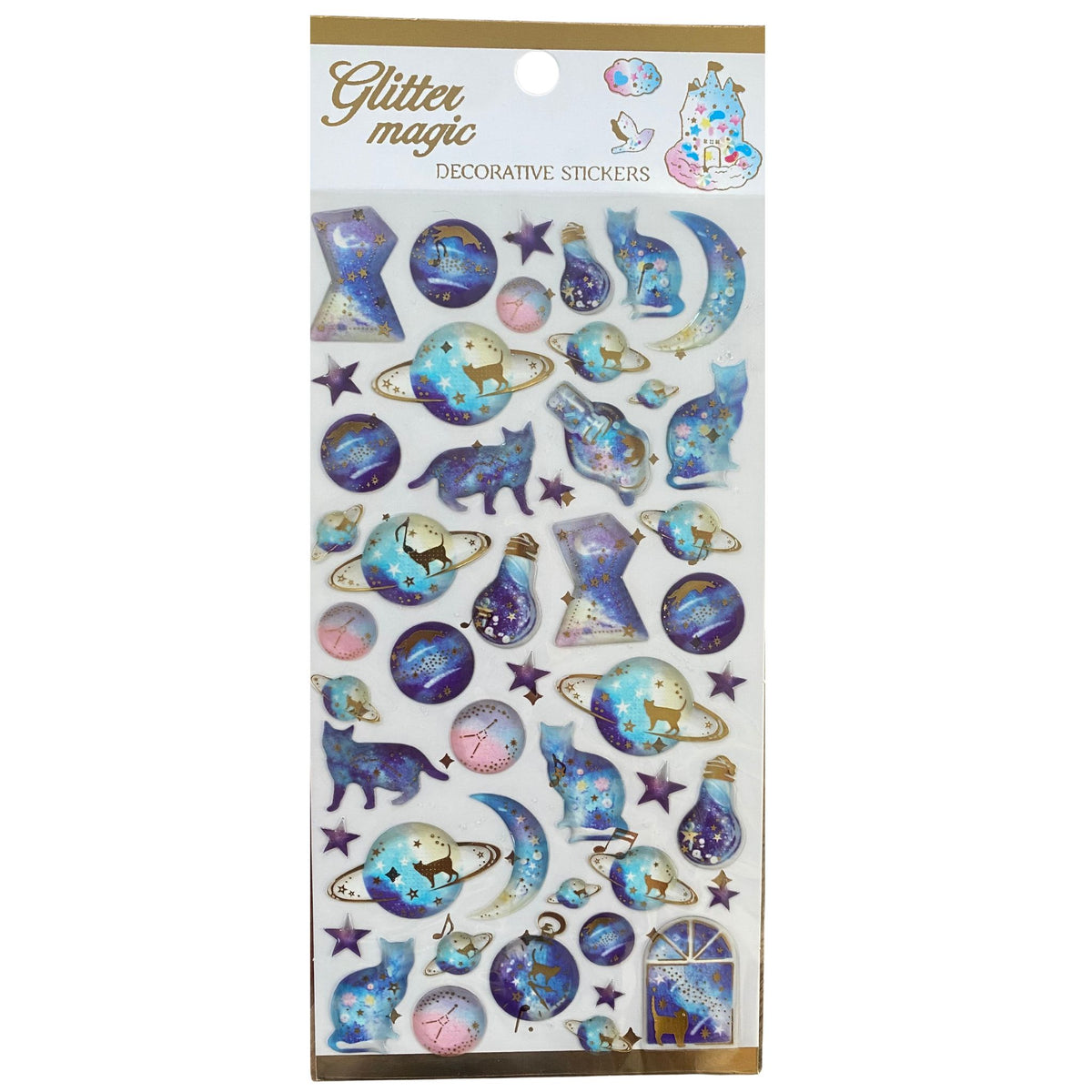 Cosmic Cat 3D Crystal Puffy Sticker Sheet