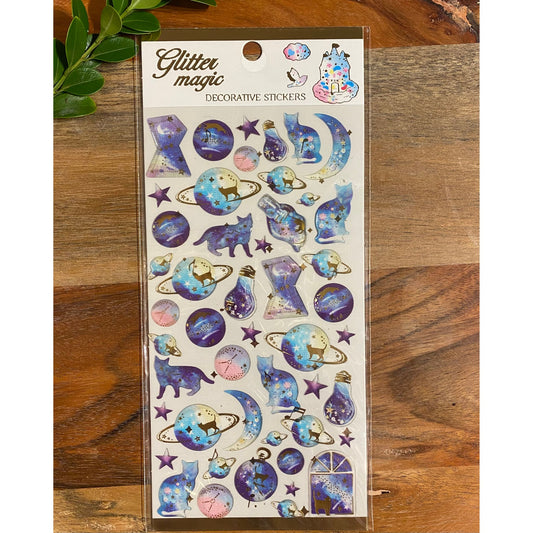 Cosmic Cat 3D Crystal Puffy Sticker Sheet