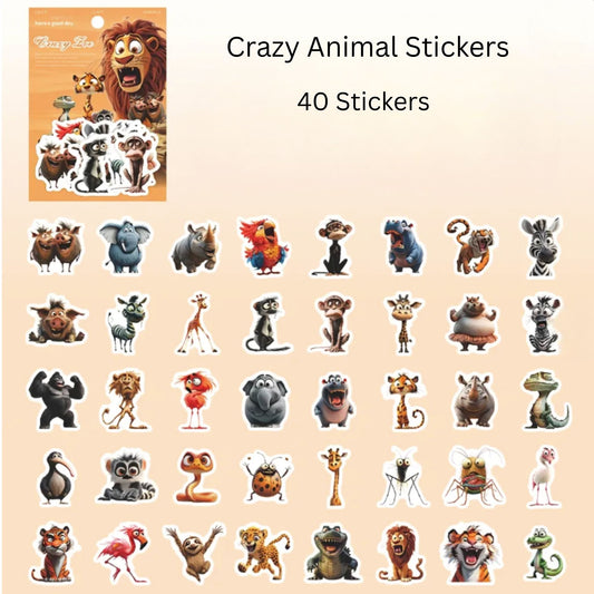 Crazy Animal Stickers #3 - 40 Pieces