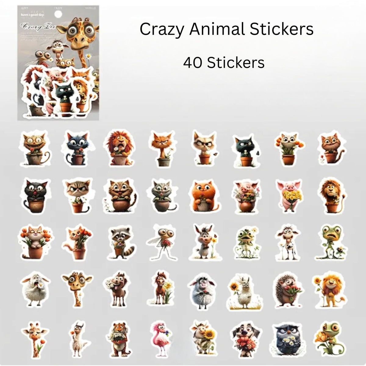 Crazy Animal Stickers #4 - 40 Pieces