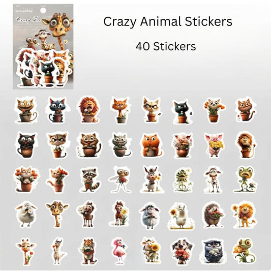 Crazy Animal Stickers #4 - 40 Pieces