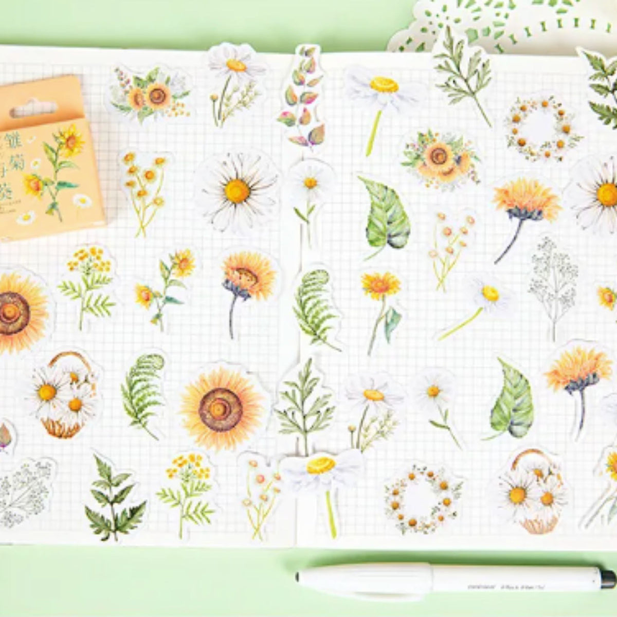 Daisy & Sunflower Stickers - 46 Pieces
