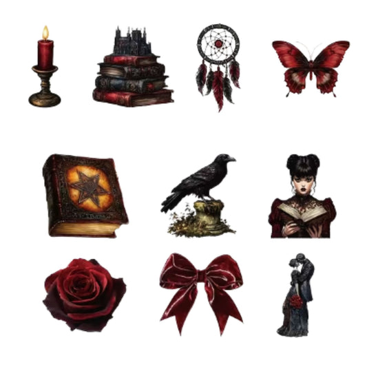 Dark Retro Gothic Stickers - 100 Pieces