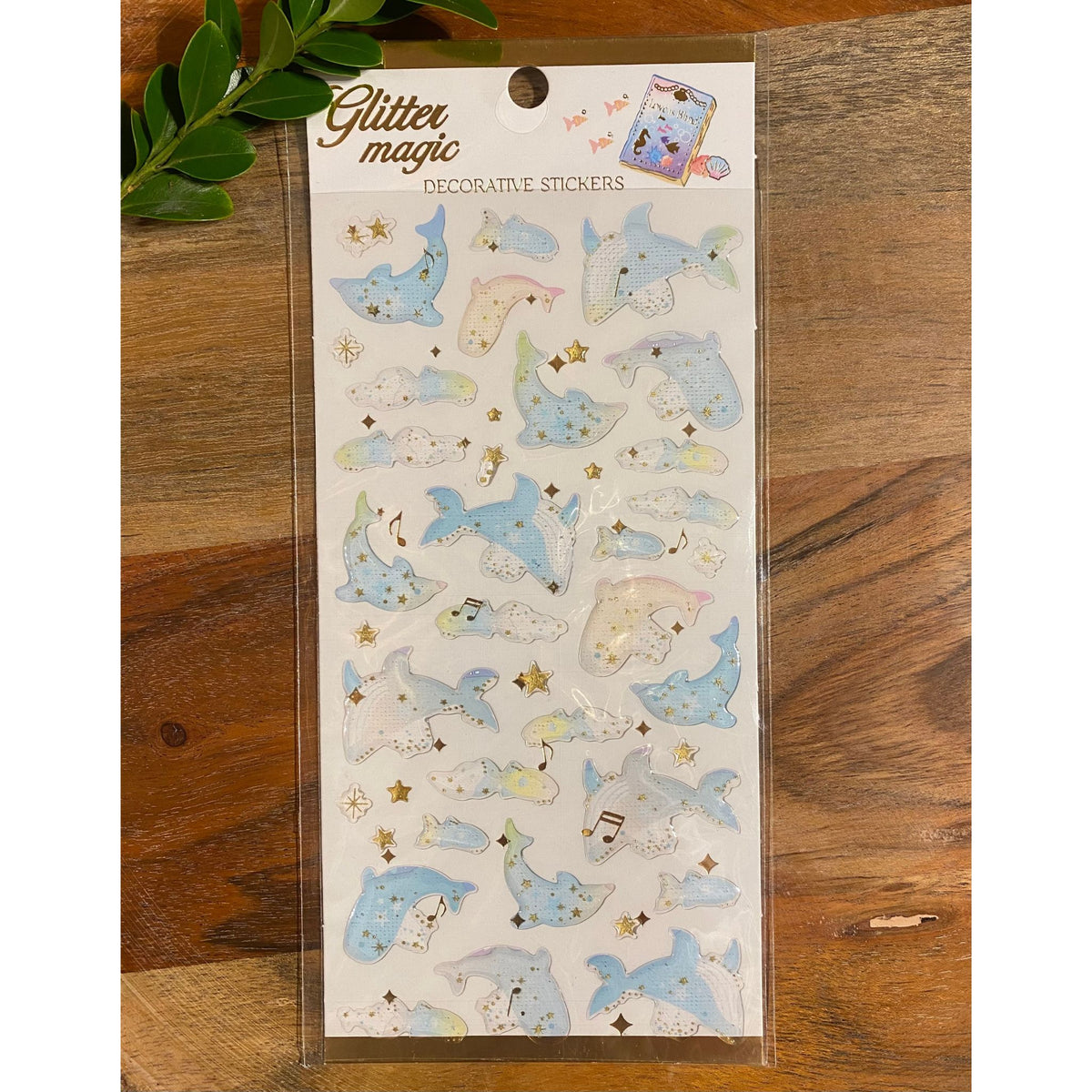 Dolphin Whale 3D Crystal Puffy Sticker Sheet