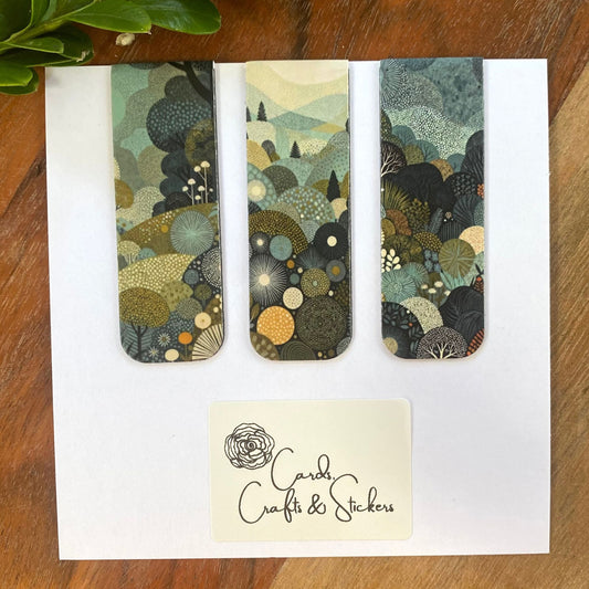 Artistic Dot Scenic Landscape Magnetic Bookmarks #1 - Set of 3