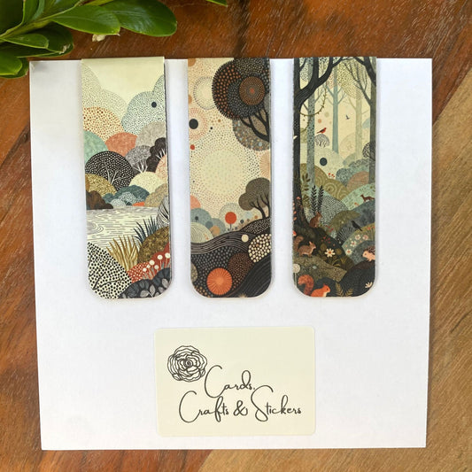 Artistic Dot Scenic Landscape Magnetic Bookmarks #2 - Set of 3