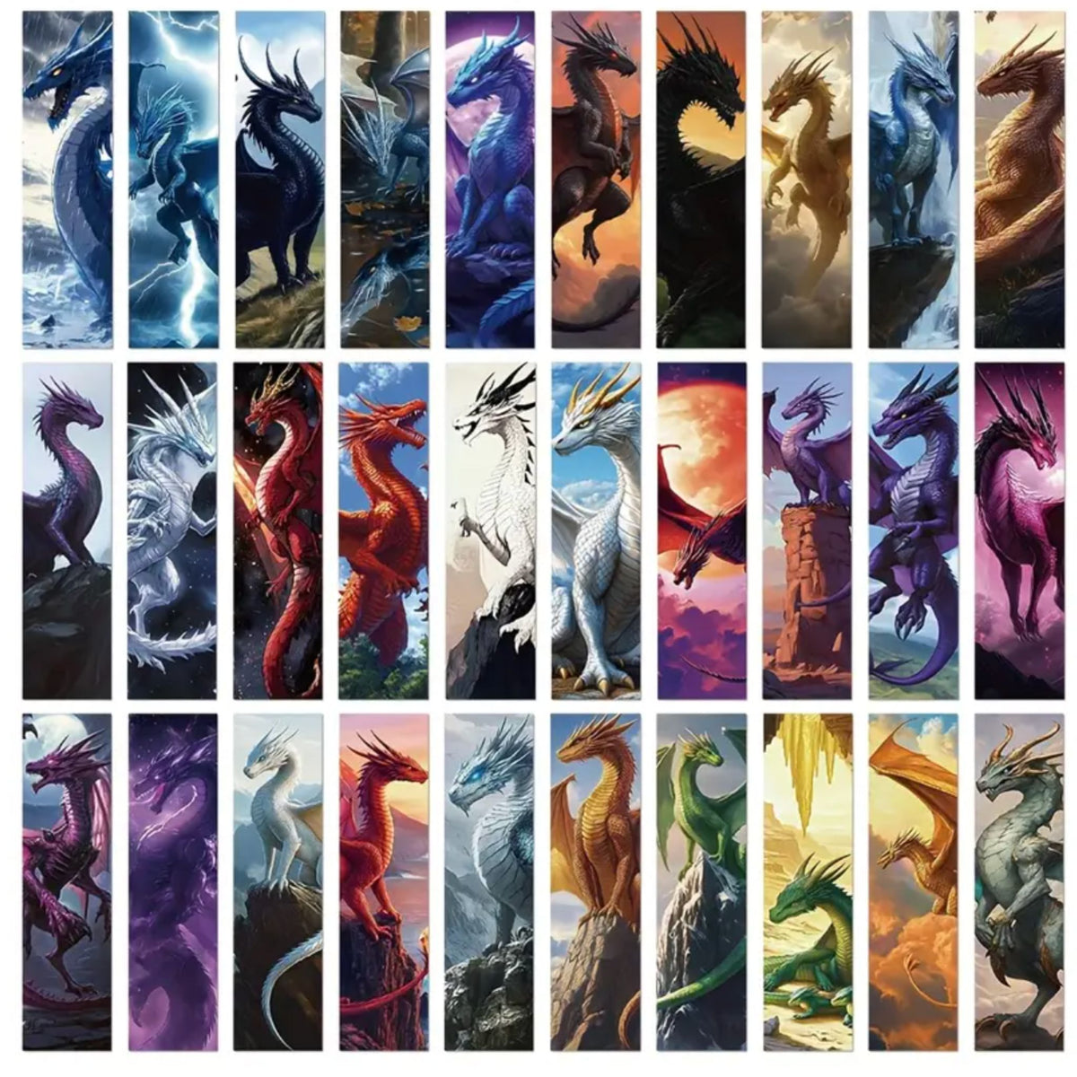 Fantasy Dragon Design Bookmarks - Set of 5