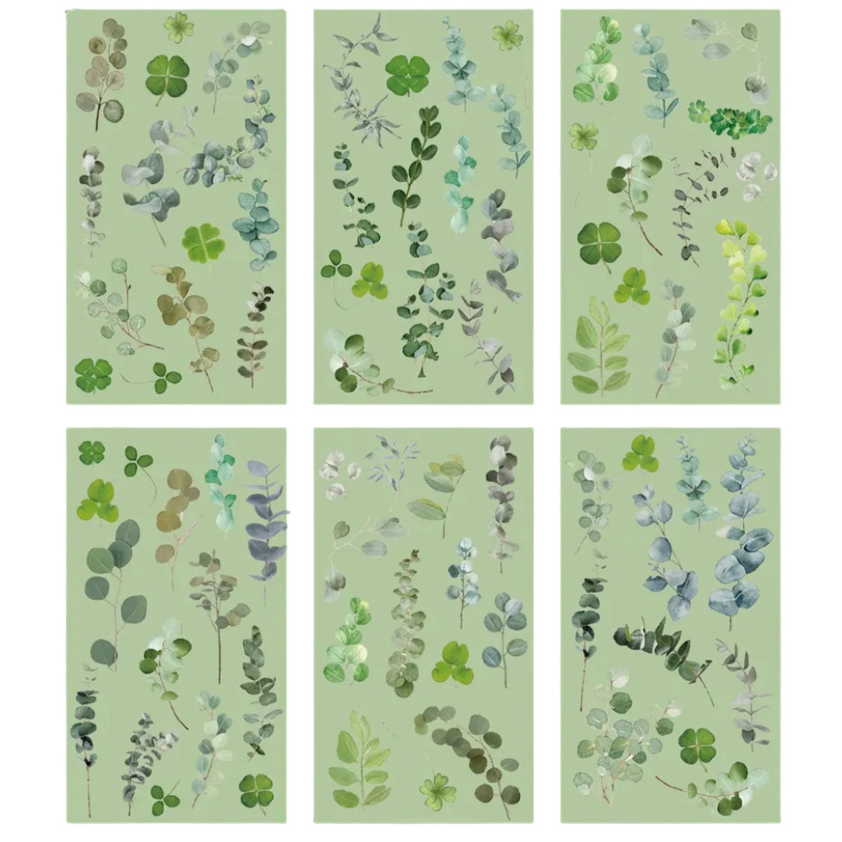 Leaf Foliage Transparent PET Stickers - 6 Sheets