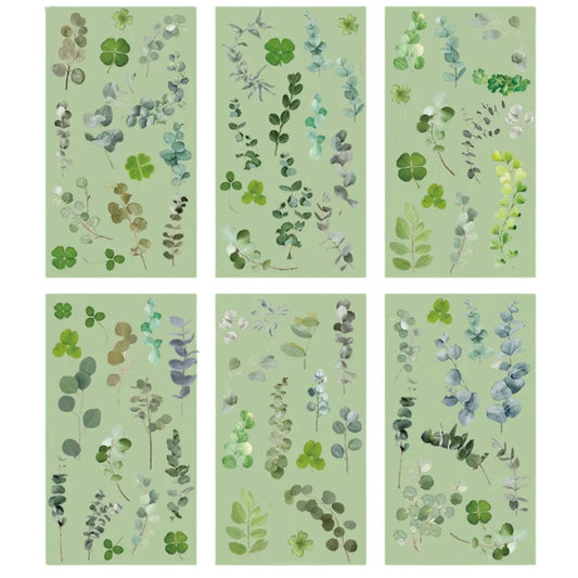 Leaf Foliage Transparent PET Stickers - 6 Sheets