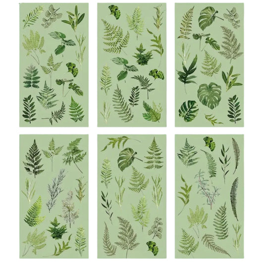 Fern Leaf Transparent PET Stickers - 6 Sheets