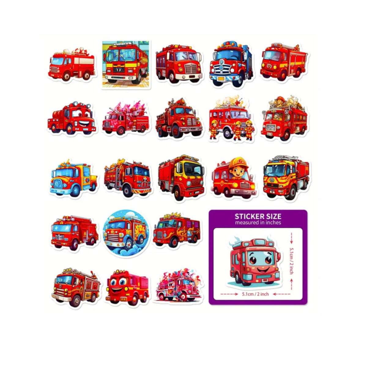 Fire Engine Stickers - 50 Pieces