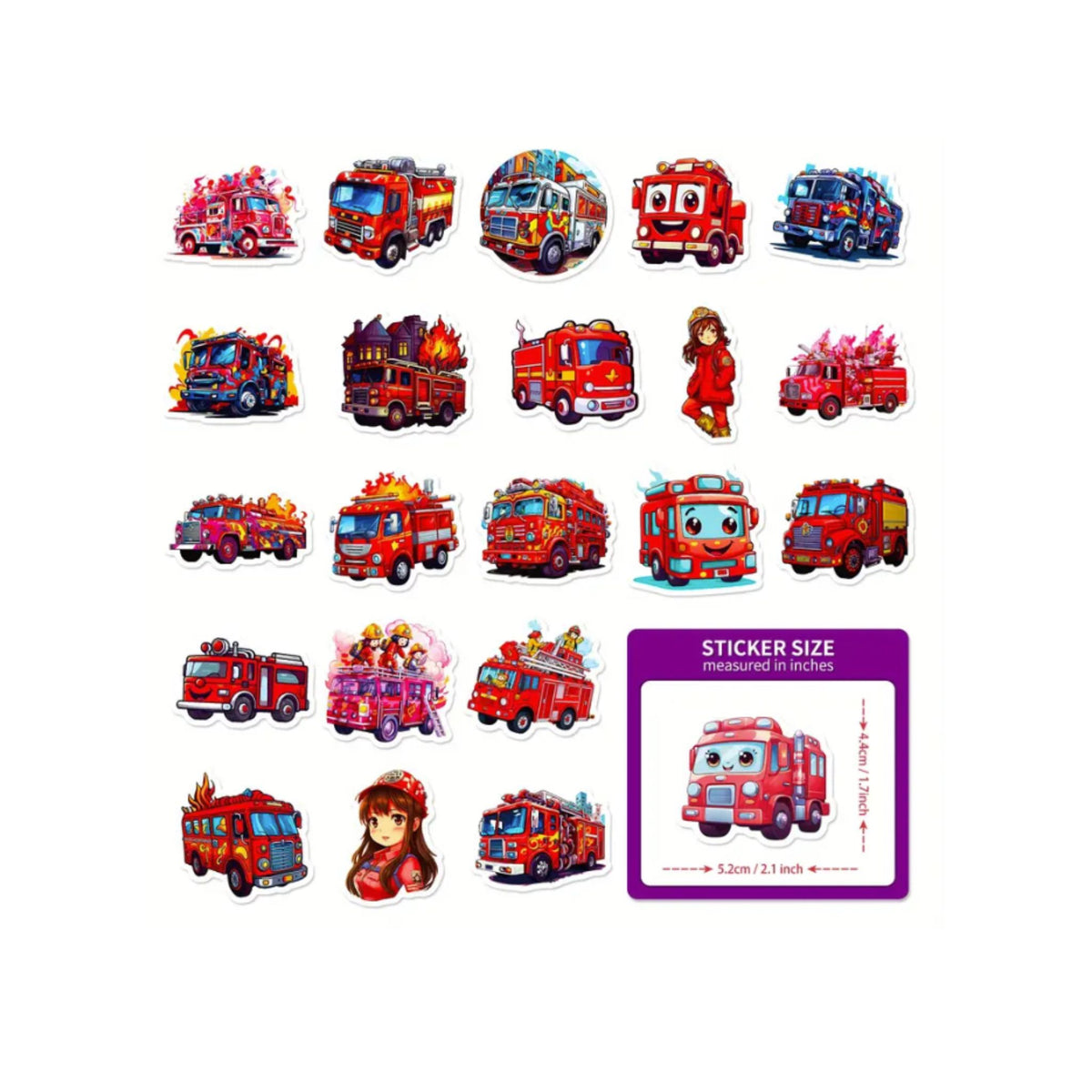 Fire Engine Stickers - 50 Pieces