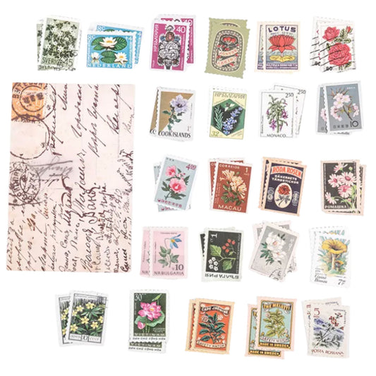 Retro Vintage Floral Art Stamp Stickers