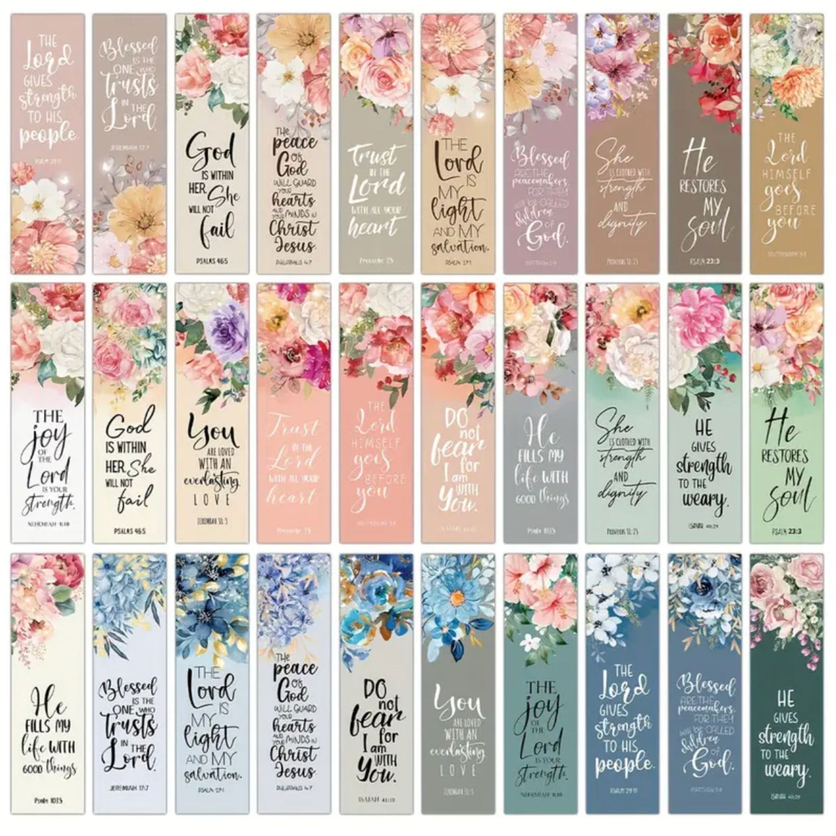 Floral Bible Verse Bookmarks - Set of 5