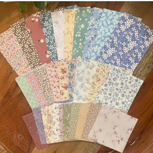 Mini Scrapbooking Paper Pack Floral - 60 Pieces