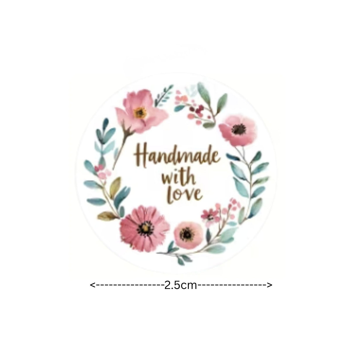 Floral Handmade with Love Stickers - 100 Pieces