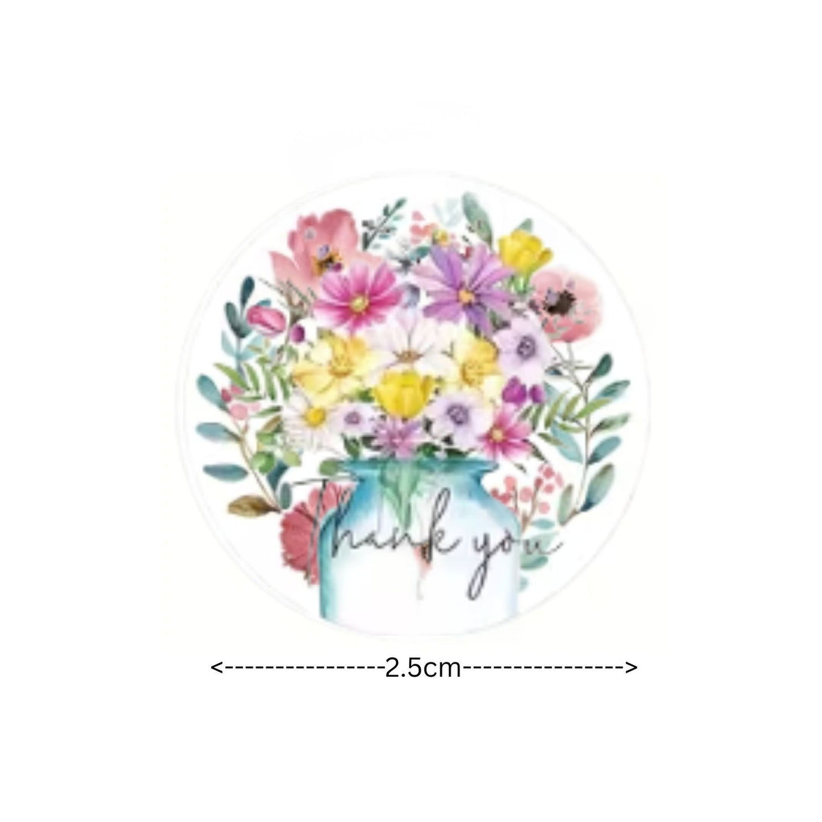 Floral Flower Thank You Stickers - 100 Pieces