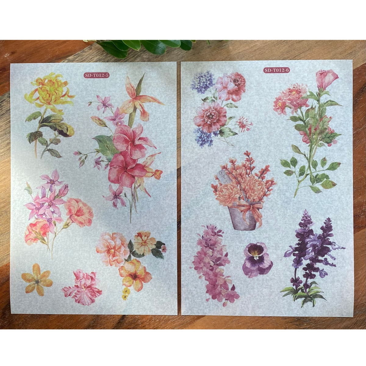 Flower Floral Washi Stickers - 6 Sheets
