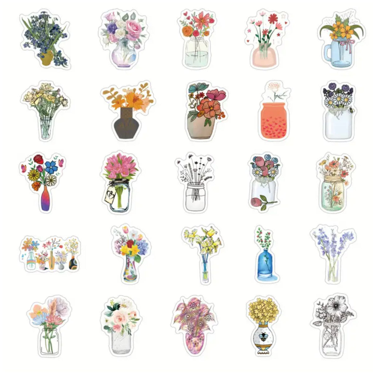 Flower Arrangement Stickers - 70 Pieces