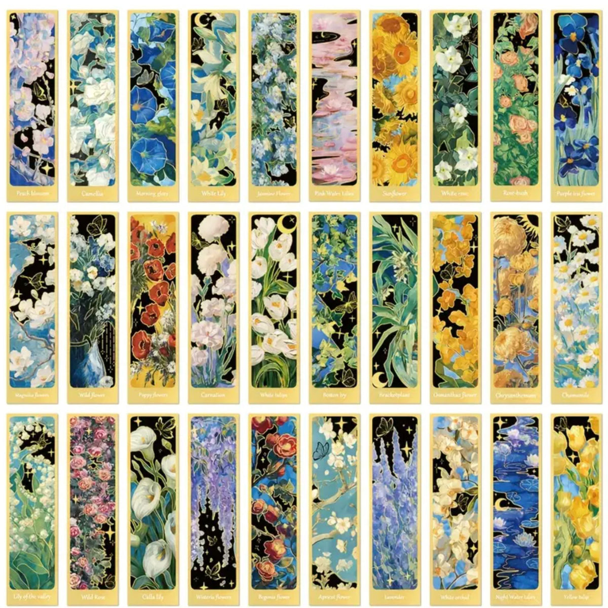 Flower Oil Painting Bookmarks - Set of 5