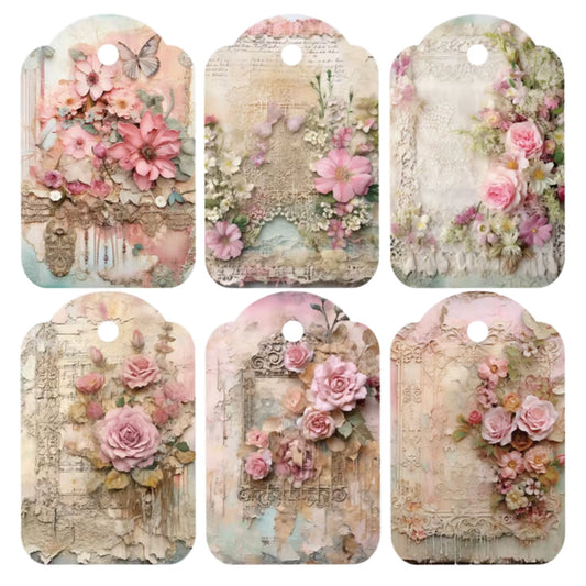Vintage Floral Rose Gift Card Tags - Set of 12