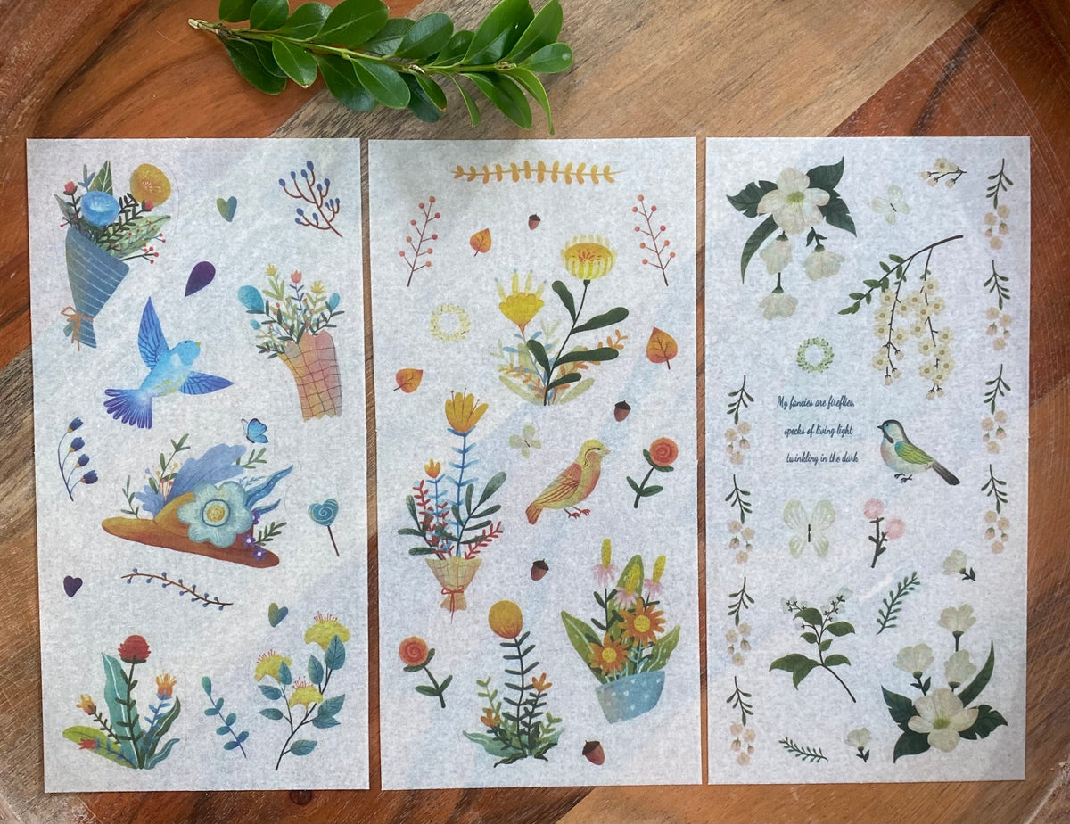 Flower Romance Washi Stickers - 6 Sheets
