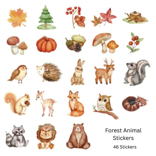 Forest Animal Design Stickers - 46 Pieces