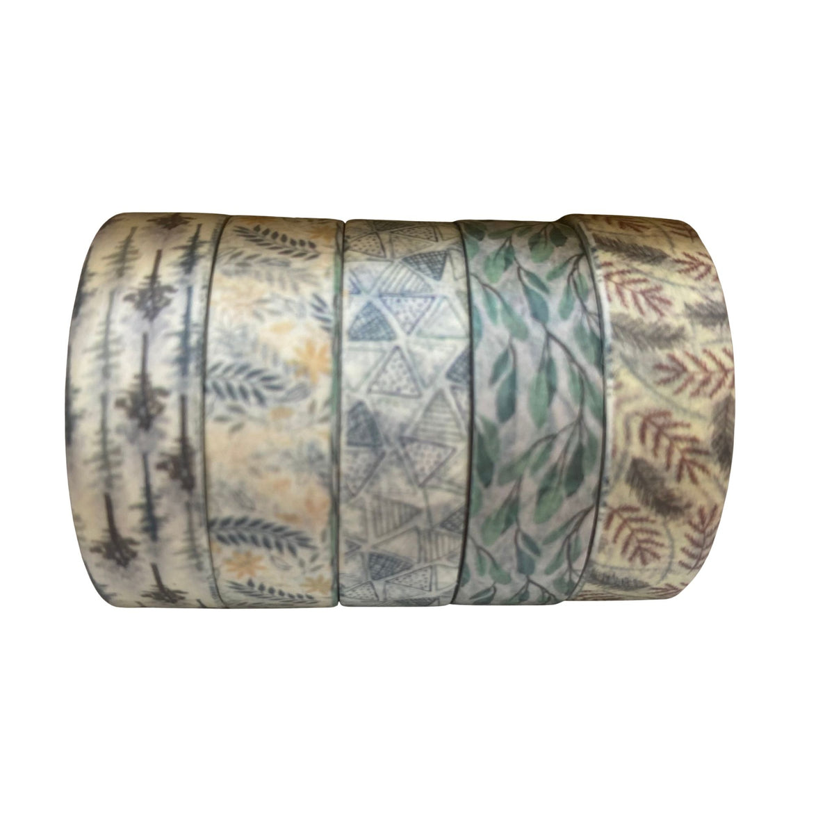 Mini Washi Tape Set Geometric Leaf - 5 Rolls