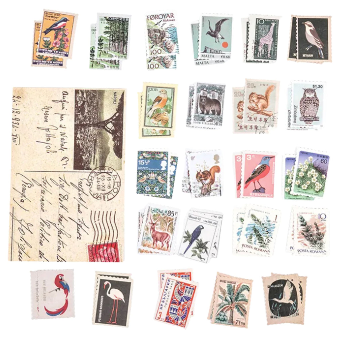 Retro Vintage Forest Animal Stamp Stickers